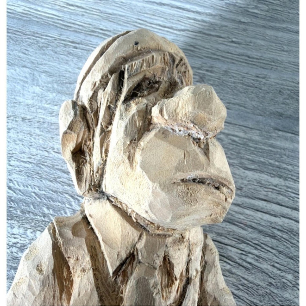 3 Vintage Folk Art Wood Hand Carved Figures Unpainted Project Pieces Wooden - Picture 7 of 11
